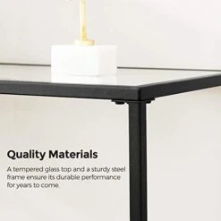VASAGLE 39.4 Inches Console Table, Tempered Glass Sofa Table, Modern Entryway Table, Metal Frame, Easy To Assemble, Adjustable Feet, For Living Room, Hallway, Black ULGT026B01 -Amazon Store 41tHOxYUpvL