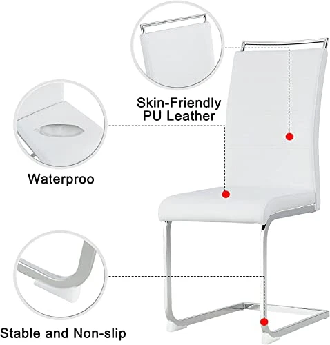 LFVFFA Glass Dining Table Set Of 4, Dining Table And Chairs Set, Modern Dining Room Furniture Set,for Dining Room,Kitchen (White Striped Chair Set, 47-inch Tempered Glass Table Top) 6 LFVFFA Glass Dining Table Set Of 4, Dining Table And Chairs Set, Modern Dining Room Furniture Set,for Dining Room,Kitchen (White Striped Chair Set, 47-inch Tempered Glass Table Top) - Image 4