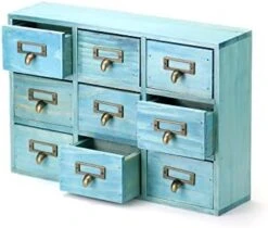 QWORK Desk Drawer Organizer, Wooden Vintage Apothecary Cabinet With 9 Drawers, Home Office & Tea & Dresser Bedroom Organization And Storage, Traditional Apothecary Cabinet, Blue -Amazon Store 41tKRyBkfoL. AC