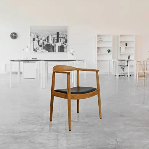 Laura Davidson Furniture Hans Wegner Replica Kennedy Arm Chair, Mid Century Modern Kitchen & Dining Chair With Arm Rest, Ash Wood, Walnut And Italian Leather 4 Laura Davidson Furniture Hans Wegner Replica Kennedy Arm Chair, Mid Century Modern Kitchen & Dining Chair With Arm Rest, Ash Wood, Walnut And Italian Leather - Image 2