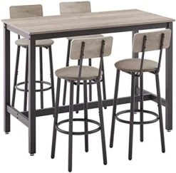 WIIS' IDEA 3-Piece Small Bar Dining Table Set For 2, Square Kitchen Table & 2 Barstools Chairs With PU Soft Seat And Backrest For Breakfast Nook, Small Space, Apartment, Grey 25 WIIS' IDEA 3-Piece Small Bar Dining Table Set For 2, Square Kitchen Table & 2 Barstools Chairs With PU Soft Seat And Backrest For Breakfast Nook, Small Space, Apartment, Grey -Amazon Store 41tZF4p6VoL. AC