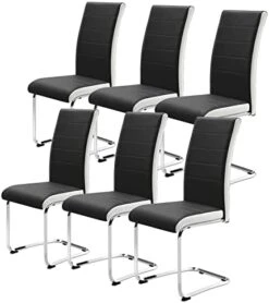 Modern Dining Chairs Set Of 2, Kitchen Chairs, Faux Leather Dining Room Chairs With High Back Soft Padded, Chrome Legs For Home Kitchen (2 Grey Chairs) -Amazon Store 41tcPkKNqCL. AC