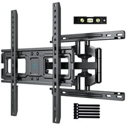 PERLESMITH TV Wall Mount Full Motion For 32-65 Inch Flat Curved Screen TVs, TV Mount With Swivels Tilts Extension Dual Articulating Bracket Arms Supports TV Up To 99 Lbs Max VESA 400x400,PSMFK9