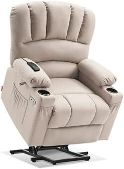 MCombo Electric Power Lift Recliner Chair Sofa With Massage And Heat For Elderly, Extended Footrest, Hand Remote Control, Cup Holders, USB Ports, 2 Side Pockets, Fabric 7095 -Amazon Store 41tq2FFVIWL. AC