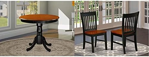 East West Furniture Dinner ANT-BLK-TP Wooden Dining Table With Cherry Round Tabletop And 36 X 29.5-Black Finish, 36-Inch & NFC-BCH-W Dining Chairs, Set Of 2 17 East West Furniture Dinner ANT-BLK-TP Wooden Dining Table With Cherry Round Tabletop And 36 X 29.5-Black Finish, 36-Inch & NFC-BCH-W Dining Chairs, Set Of 2 - Image 15