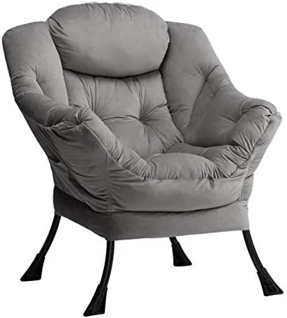AcozyHom Modern Large Cotton Fabric Lazy Chair,Accent Contemporary Lounge Chair, Single Steel Frame Leisure Sofa Chair With Armrests And A Side Pocket, Smoky Grey 14 AcozyHom Modern Large Cotton Fabric Lazy Chair,Accent Contemporary Lounge Chair, Single Steel Frame Leisure Sofa Chair With Armrests And A Side Pocket, Smoky Grey - Image 12
