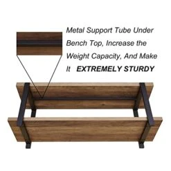 FOLUBAN Entryway Bench, Industrial Shoe Bench For Living Room, Rustic Indoor Shoe Storage Bench Seat, Easy Assembly, Oak 47 Inch -Amazon Store 41tw7v0S8GL