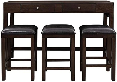 Merax Counter Height Pub Table Set With 3 Stools, Bar Table And Chair Set 4-Piece Dining Table Set With Metal Frame 13 Merax Counter Height Pub Table Set With 3 Stools, Bar Table And Chair Set 4-Piece Dining Table Set With Metal Frame - Image 11