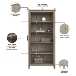 Bush Furniture Key West Kitchen Pantry Cabinet, Washed Gray -Amazon Store 41u8KcHyVjS