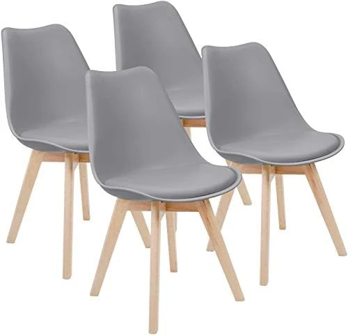 Furmax Mid Century Modern DSW Dining Chair Upholstered Side Chair With Beech Wood Legs And Soft Padded Shell Tulip Chair For Dining Room Living Room Bedroom Kitchen Set Of 4 (White) 9 Furmax Mid Century Modern DSW Dining Chair Upholstered Side Chair With Beech Wood Legs And Soft Padded Shell Tulip Chair For Dining Room Living Room Bedroom Kitchen Set Of 4 (White) - Image 7