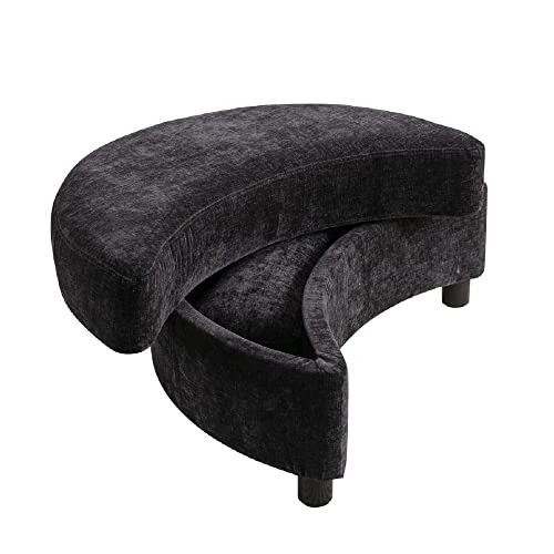 GoDoco 42" W Swivel Accent Barrel Chair Set Lounge Club Big Round Sofa With 4 Pillows And Storage Ottoman For Living Room And Bedroom (Black + Chenille) 4 GoDoco 42" W Swivel Accent Barrel Chair Set Lounge Club Big Round Sofa With 4 Pillows And Storage Ottoman For Living Room And Bedroom (Black + Chenille) - Image 2