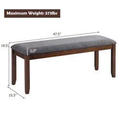 KOTEK Dining Room Bench, Kitchen Dining Bench With Cushion, Upholstered Ottoman Entryway Bench, Rubber Wood 47.5 X 15.5 X 19.5 Inches -Amazon Store 41uJFbkRIOL