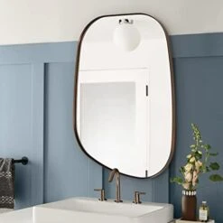 ANDY STAR Irregular Mirror Asymmetrical Mirror For Wall 24x36” Brushed Gold Bathroom Mirror, Modern Wall Mirror For Living Room Bathroom Vanity Framed Mirror Artistic Mirror 1” Deep Set Design -Amazon Store 41uL5pu6pL. AC