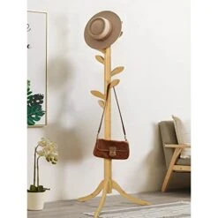 Coat Rack Freestanding Bamboo Coat Tree Rack With 8 Leaf Hooks, 3-Size Height Adjustable For Adults & Kids, Clothes Hanger Stand For Jacket, Hat, Entryway/Hallway/Corner/Bedroom, Natural -Amazon Store 41uNu3mryPL