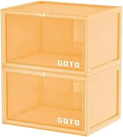 GOTO 2 Packs Of Shoe Storage Boxes, Clear Plastic Side Opening Sneaker Box, Stackable Shoe Organizer, Multi-Function Storage Box, Sneaker Display Case Fit Up To US Male Size 13 (WHITE) -Amazon Store 41uPwNQwHUL. AC