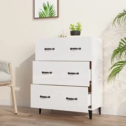 ZJWZSLI Sideboard High Gloss White Engineered Wood,Vintage Solid Reclaimed Wood Home Decor,Accent Cabinet For Living Room,for Kitchen Dining Room,Entryway,Kitchen Pantry 27.4"x13.4"x35.4" -Amazon Store 41uS1g1V8pL