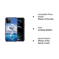 DJSOK Case Compatible Case IPhone 13 Pro Max, HSK Jumping Dolphin IPhone 13 Pro Max Cases 4 Corners Protective Shockproof Soft TPU Bumper Slim Pattern Design Back Case, IPhone 13 Pro Max（6.7 Inch） -Amazon Store 41uTqJcHkcL