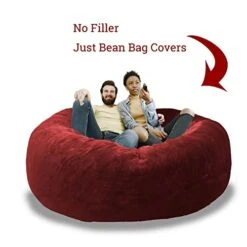 SOXOCE Bean Bag Cover, 6ft, PV Velvet Brown RoundBean Bag Chairs (No Filler) - Comfy Big Bean Bag Chair Covers For Kids, Teens, & Adults - Cover ONLY -Amazon Store 41uVtDe2azL
