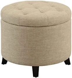 Convenience Concepts Designs4Comfort Round Ottoman, Gray Fabric -Amazon Store 41uYs3G91JL. AC