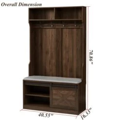Herumi Vintage Entryway Shoes And Coat Organizers With Storage Cabinet And Seat Bench,Hall Tree With Storage Drawers And Sliding Barn Door -Amazon Store 41uZcV7mldL