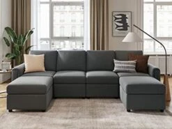 LINSY HOME Modular Sofa, Sectional Couch U Shaped Sofa Couch With Storage, Memory Foam, 6 Seat Modular Sectional Sofa Couch With Chaise For Living Room, Dark Grey -Amazon Store 41uZuWwftsL. AC