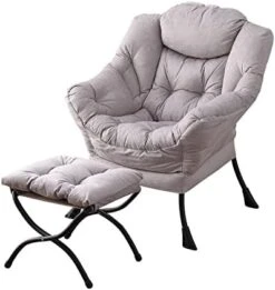 Welnow Lazy Chair With Ottoman, Modern Lounge Accent Chair With Armrests And A Side Pocket, Leisure Upholstered Sofa Chair Set, Reading Chair With Footrest For Small Space, Corner Chair, Dark Grey -Amazon Store 41ubRBSX0VL. AC