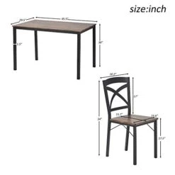 5 Piece Industrial Style Dining Table Set, Wood Dining Set With With 4 Chairs, Breakfast Nook, Bar, Living Room -Amazon Store 41ucp1twvML