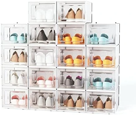 Clear Shoe Boxes Stackable,18 Pack Shoe Case Fit Up To US Size 10,Small/White 11 Clear Shoe Boxes Stackable,18 Pack Shoe Case Fit Up To US Size 10,Small/White - Image 9