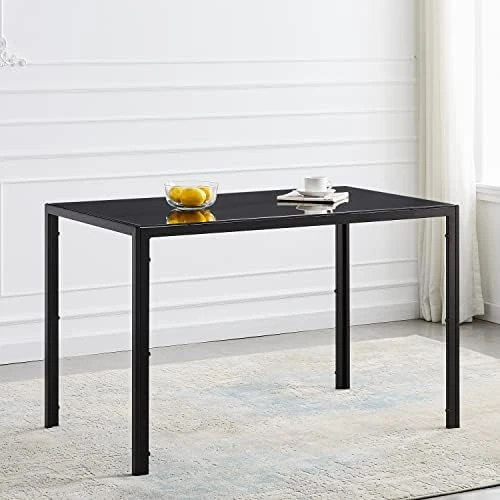 ROOIOME Gray Glass Dining Table Marbled Effect With Tempered Glass Top And Metal Frame And Leg, Gray Rectangle Kitchen Table For Restaurant (L X W X H) 51.20" * 27.5" * 29.5" 9 ROOIOME Gray Glass Dining Table Marbled Effect With Tempered Glass Top And Metal Frame And Leg, Gray Rectangle Kitchen Table For Restaurant (L X W X H) 51.20" * 27.5" * 29.5" - Image 7