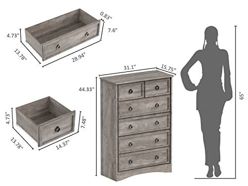 Modern 6 Drawer Dresser, Dressers For Bedroom, Tall Chest Of Drawers Closet Organizers And Storage For Clothes - Easy Pull Handle, Textured Borders Drawers For Living Room, Bedroom, Hallway, Gray Wash 3 Modern 6 Drawer Dresser, Dressers For Bedroom, Tall Chest Of Drawers Closet Organizers And Storage For Clothes - Easy Pull Handle, Textured Borders Drawers For Living Room, Bedroom, Hallway, Gray Wash