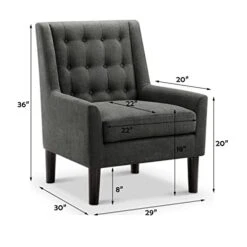 Rosevera Arvada Rosevara Modern Furniture Living Reading Room Comfy Accent Chair For The Bedroom, Standard, Charcoal -Amazon Store 41ufIuG3vaL