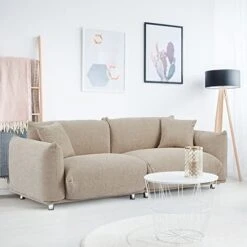 Funkeen Mid Century Modern Sofa Couch Furniture Comfy Lambs Wool Fabric 3 Seat Loveseat Sofa Small Modular Sectional Couch For Living Room Bedroom Apartment Office Small Spaces - Camel -Amazon Store 41ug21qACBL