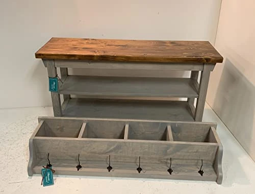 Hallway Mud Room Foyer Bench 42 Inch With Second Shoe Shelf And Matching Coat Rack Cubbie 3 Hallway Mud Room Foyer Bench 42 Inch With Second Shoe Shelf And Matching Coat Rack Cubbie