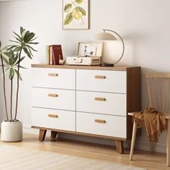 Angel Sar 6 Drawer White Dresser For Bedroom, Wood Storage Organizer Wide Dresser, Modern Drawer Chest, Nursery Dresser For Living Room, Hallway, Bedroom, Kids Bedroom, White -Amazon Store 41uioVu690L