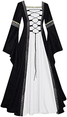 JEGULV Womens Irish Faire Renaissance Dress Pirate Costume 18th Medieval Dress Chemise Peasant Dress Halloween Gown Dresses 10 JEGULV Womens Irish Faire Renaissance Dress Pirate Costume 18th Medieval Dress Chemise Peasant Dress Halloween Gown Dresses - Image 8