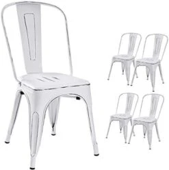 Devoko Metal Indoor-Outdoor Chairs Distressed Style Kitchen Dining Chairs Stackable Side Chairs With Back Set Of 4 (Gun) 26 Devoko Metal Indoor-Outdoor Chairs Distressed Style Kitchen Dining Chairs Stackable Side Chairs With Back Set Of 4 (Gun) -Amazon Store 41uoIci6JL. AC
