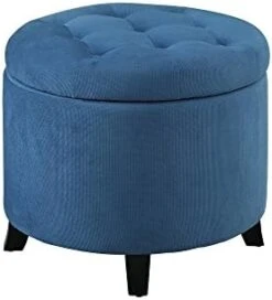 Convenience Concepts Designs4Comfort Round Ottoman, Gray Fabric -Amazon Store 41uphN2I3RL. AC