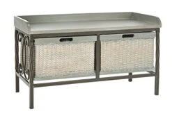 Safavieh American Homes Collection Noah Storage Bench, Antique Pewter And French Grey