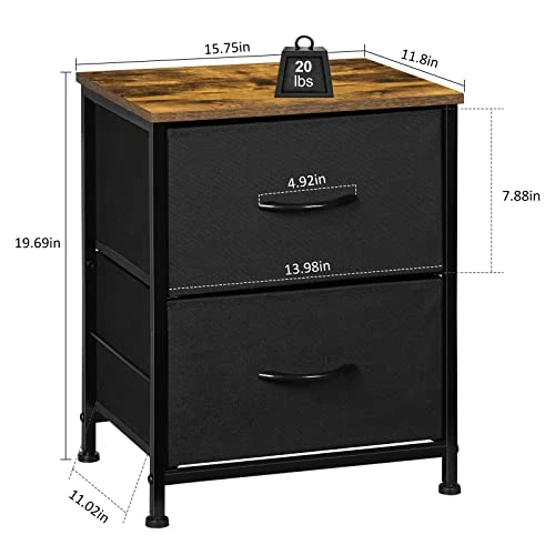 NANANARDOSO 2 Drawers Dresser, Storage Chest Organizer With Removable Fabric Bins, Small Dresser For Closet Bedside Furniture, Nursery, Living Room, Entryway Hallway, Black 5 NANANARDOSO 2 Drawers Dresser, Storage Chest Organizer With Removable Fabric Bins, Small Dresser For Closet Bedside Furniture, Nursery, Living Room, Entryway Hallway, Black - Image 3