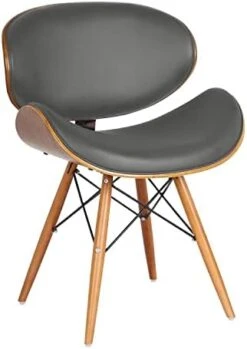 Armen Living Cassie Dining Chair In Black Faux Leather And Walnut Wood Finish -Amazon Store 41v3iJgUSGL. AC