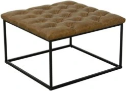 HomePop Faux Leather Button Tufted Decorative Bench With Metal Base, Brown -Amazon Store 41v5FTi5XNL. AC