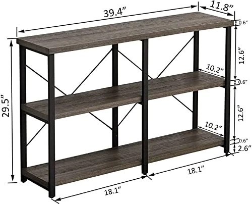 GRELO HOME Foyer Tables For Entryway, Rustic Narrow Console Table For Living Room, 3-Tier Industrial Sofa Table, 39 Inch Gray Oak 4 GRELO HOME Foyer Tables For Entryway, Rustic Narrow Console Table For Living Room, 3-Tier Industrial Sofa Table, 39 Inch Gray Oak - Image 2