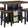 Signature Design By Ashley Dolingham Height Bar Stools, Rectangular Dining Room Counter Table Set, Set Of 5, 32"W X 45"D X 36"H, Black & Dark Brown -Amazon Store 41v8vRxQcZL