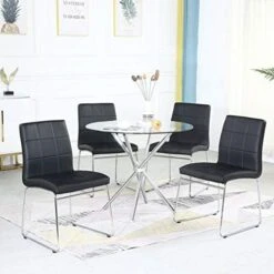 WENYU 3 Pieces Glass Dining Table Set, Round Kitchen Table With Clear Tempered Glass Top, Modern Dining Table And Chairs Set For 2 Person (Table + 2 White Chairs) 23 WENYU 3 Pieces Glass Dining Table Set, Round Kitchen Table With Clear Tempered Glass Top, Modern Dining Table And Chairs Set For 2 Person (Table + 2 White Chairs) -Amazon Store 41vCZTqnyEL. AC