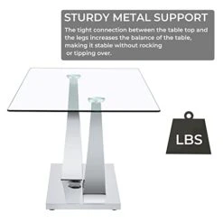 Modern Rectangular Glass Dining Table For 6-8 With Tempered Glass Tabletop And Silver Chrome Metal U-Shaped Bracket For Kitchen Dining Living Meeting Room Banquet Hall (Silver6) -Amazon Store 41vDgauOcZL