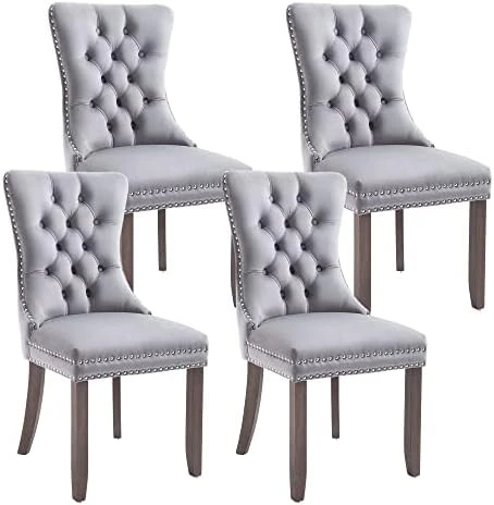 Winwee Set Of 2 Dining Chairs Leisure Padded Chair, Tufted Solid Wood Velvet Upholstered Dining Chair With Nailhead Trim& Ring Pull For Kitchen, Living Room (Blue), (WINWETO-00192) 11 Winwee Set Of 2 Dining Chairs Leisure Padded Chair, Tufted Solid Wood Velvet Upholstered Dining Chair With Nailhead Trim& Ring Pull For Kitchen, Living Room (Blue), (WINWETO-00192) - Image 9