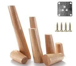 4 PCS Tapered Wooden Sofa Legs DIY Solid Wood Furniture Replacement Feet For Couch, Chair, Coffee Table, Cabinet, Original Wood Colour,Original Wood Colour-10cm