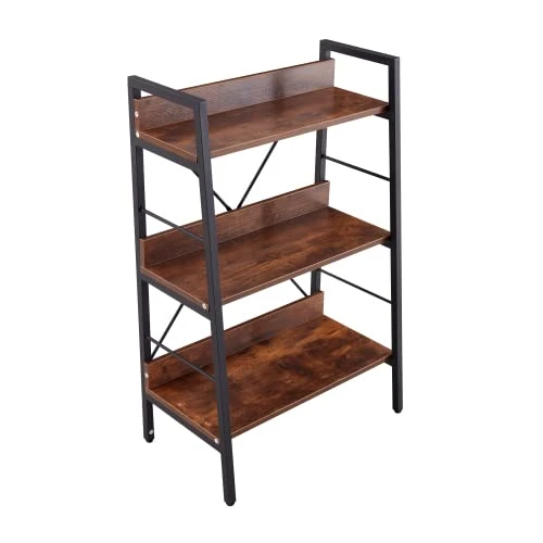 GOAWGO Bookshelf Ladder, Living Room Wood And Metal Stairs Freestanding Display Plant Bookshelves, Home Office, Living Room, Bedroom, Kitchen, Rustic Brown (Three Layers) 8 GOAWGO Bookshelf Ladder, Living Room Wood And Metal Stairs Freestanding Display Plant Bookshelves, Home Office, Living Room, Bedroom, Kitchen, Rustic Brown (Three Layers) - Image 6