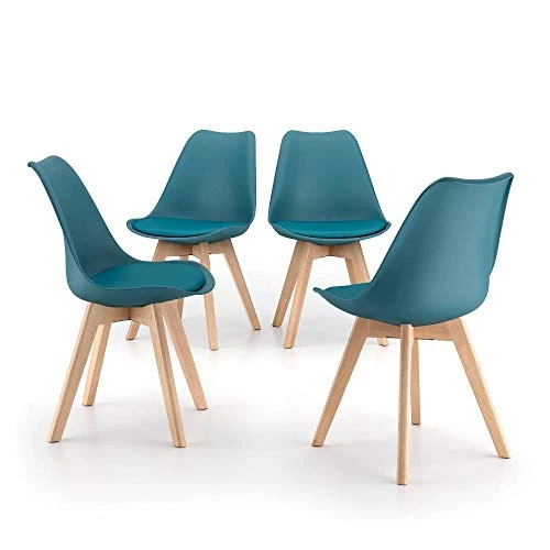 Mobili Fiver, Greta Scandinavian Style Chairs, Set Of 4, Petrol Blue 3 Mobili Fiver, Greta Scandinavian Style Chairs, Set Of 4, Petrol Blue