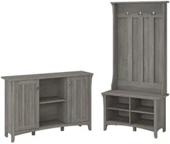 Bush Furniture Salinas Entryway Storage Set With Hall Tree, Shoe Bench And Accent Cabinet, Reclaimed Pine -Amazon Store 41vQA5IotRL. AC